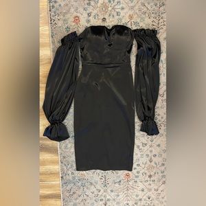 Akira black satin effect dress